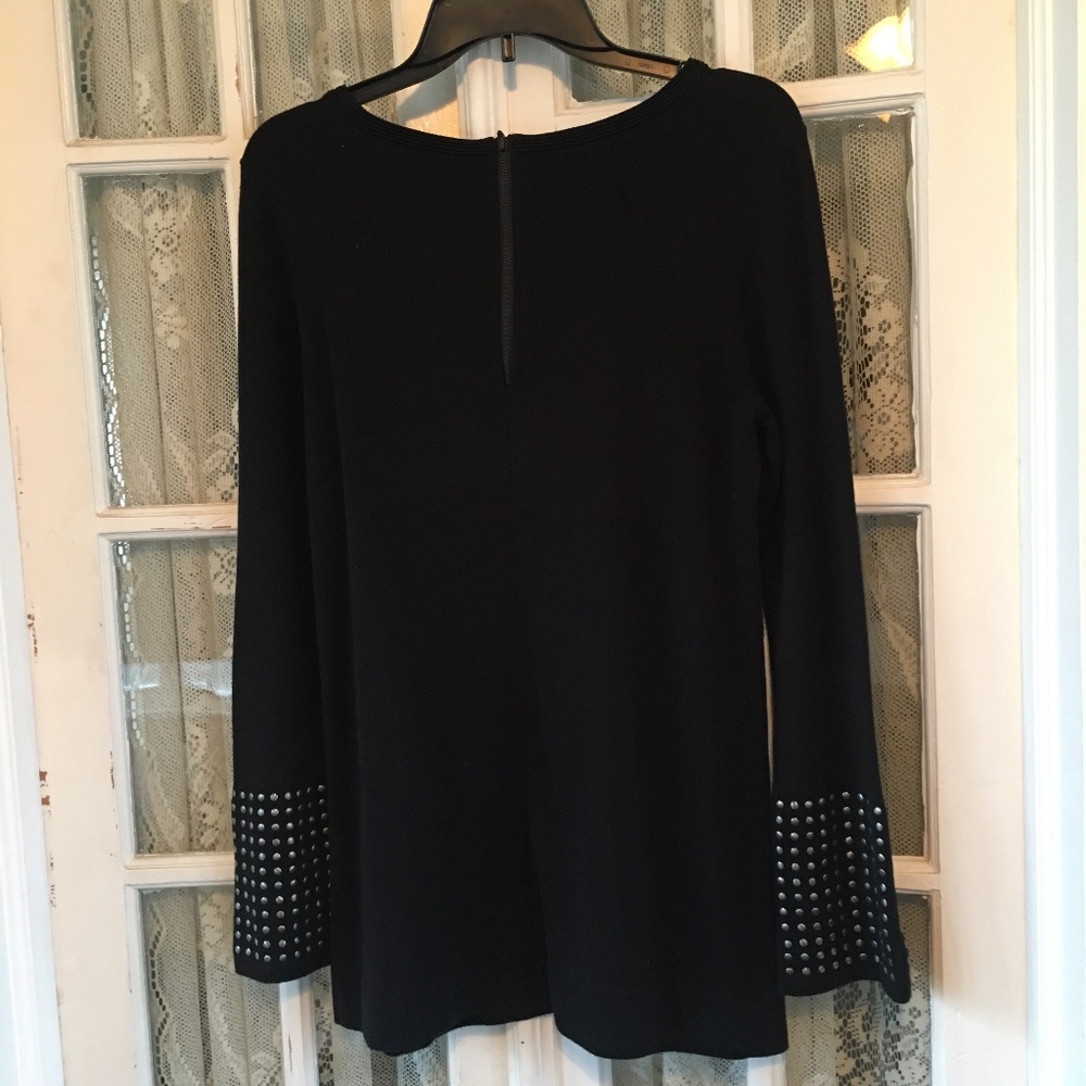 HP: NIC+ZOE | Black Studded Sleeve Flared Cuffs Pocket Stretch Zip Top Sweater M - Picture 12 of 12
